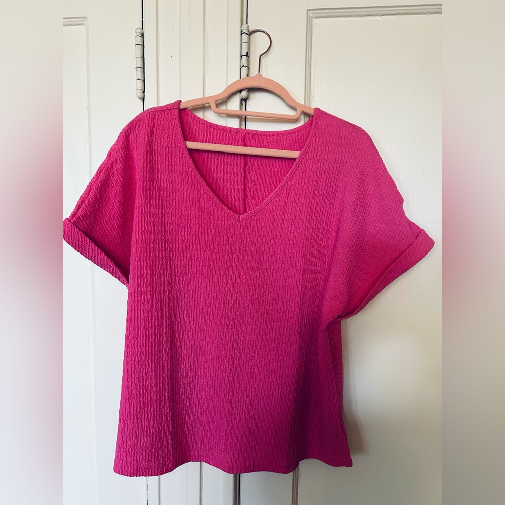 NWOT Vibrant Pink V-Neck Top